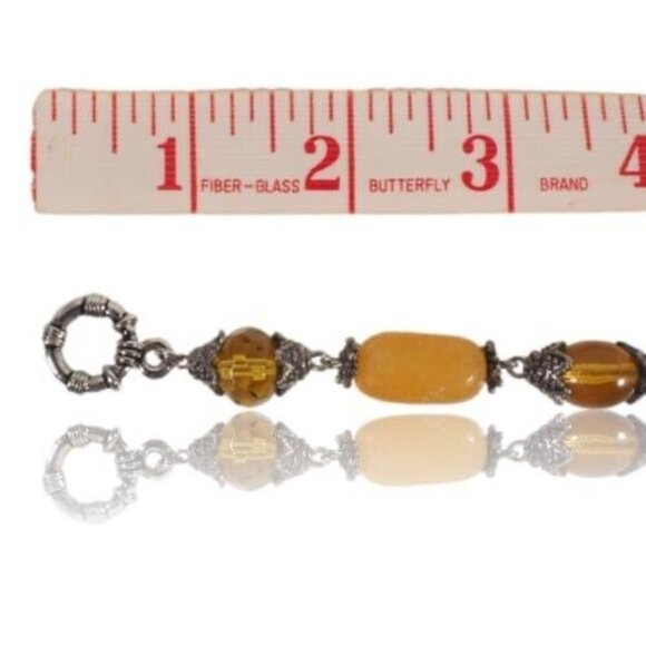 Vintage Chunky Beaded Yellow Necklace With Ethnic Pendant & Toggle Clasp - Picture 6 of 7